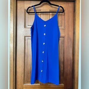 Blue Women’s V Neck Spaghetti Shoulder Strap Sleeveless Mini Dress SZ XL